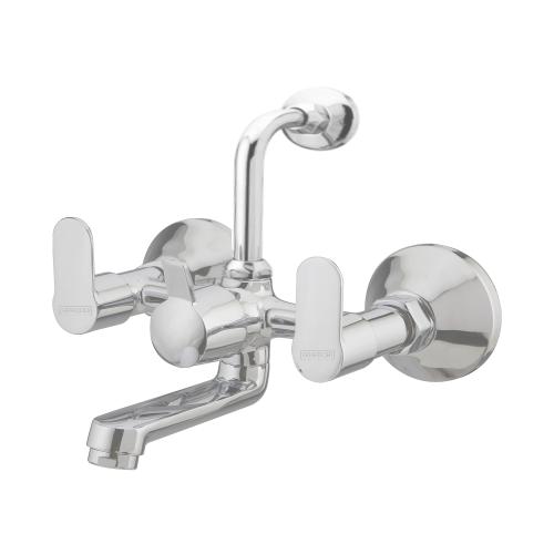 Wall Mixer with Provision for Overhead Shower with L-Bend Pipe Chrome