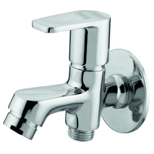 Two Way Bib Cock with Wall Flange Chrome