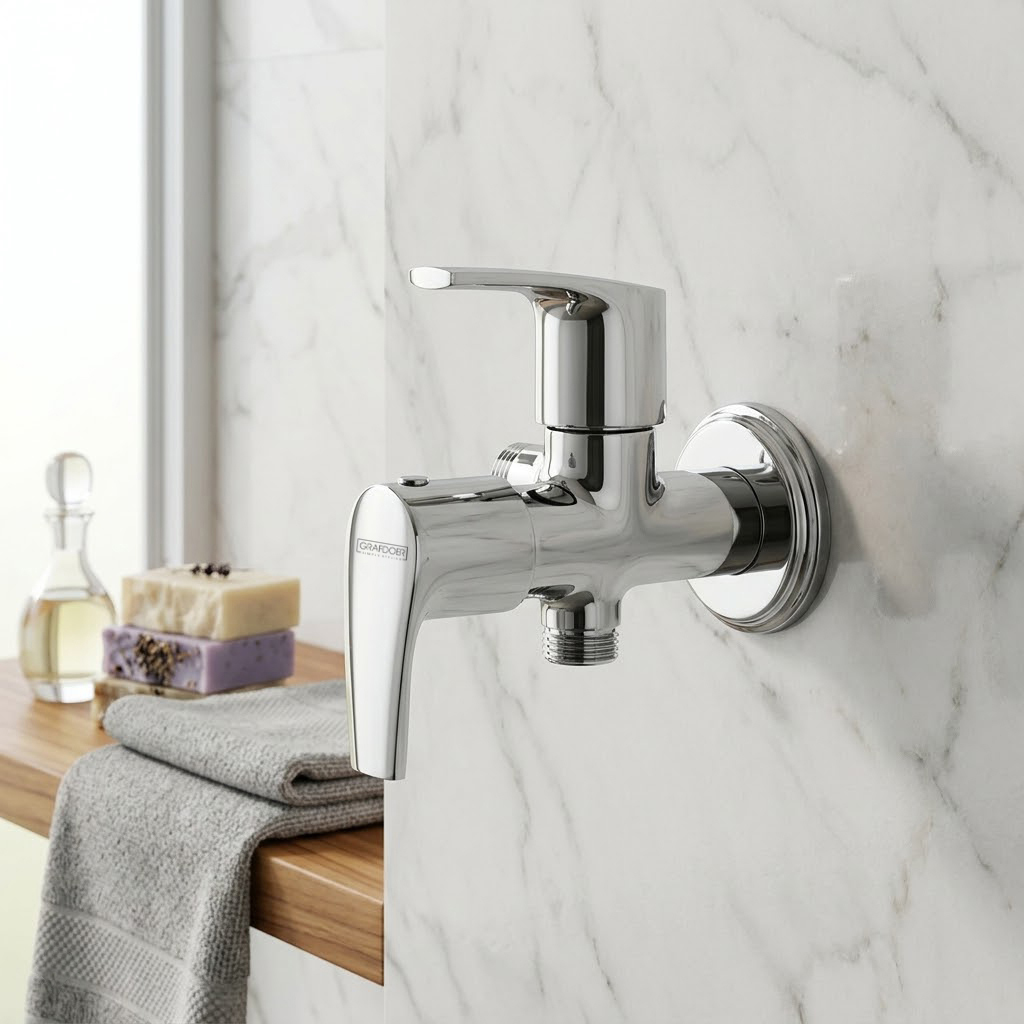 Two Way Angle Cock with Wall Flange