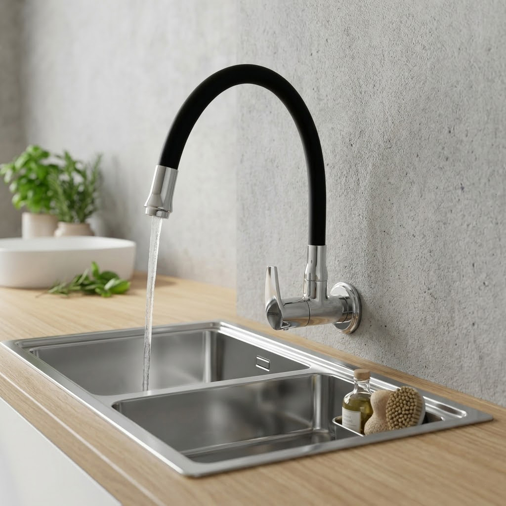 Flexi Sink Cock with Swinging Spout