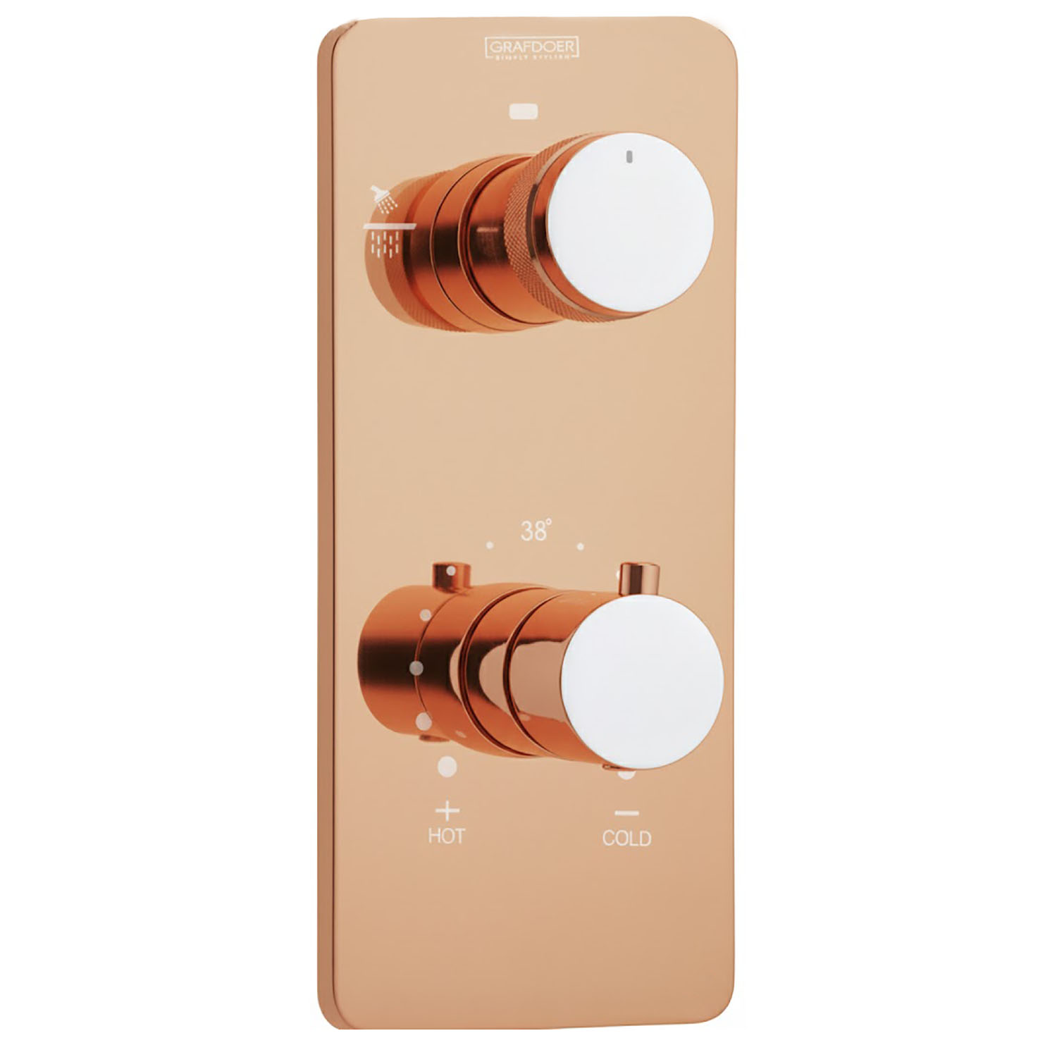 Grafdoer thermostatic mixer shower and thermostatic diverter DCB 123THK RG for round showers