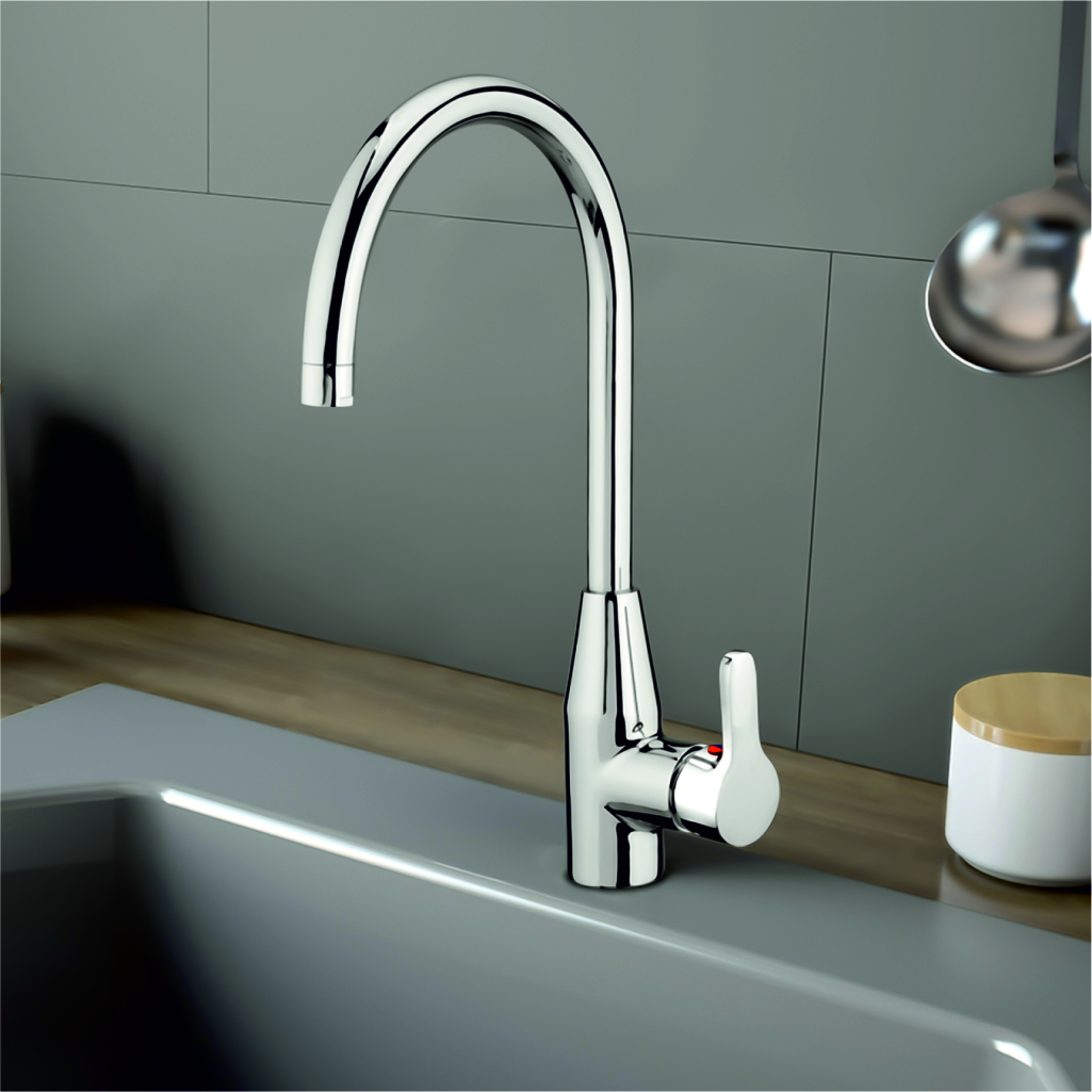 Grafdoer modern kitchen faucet FC 7163 installed on kitchen sink