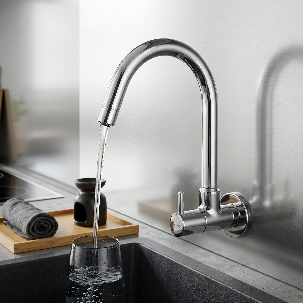 Sink Cock with Swinging Spout With SS Flange