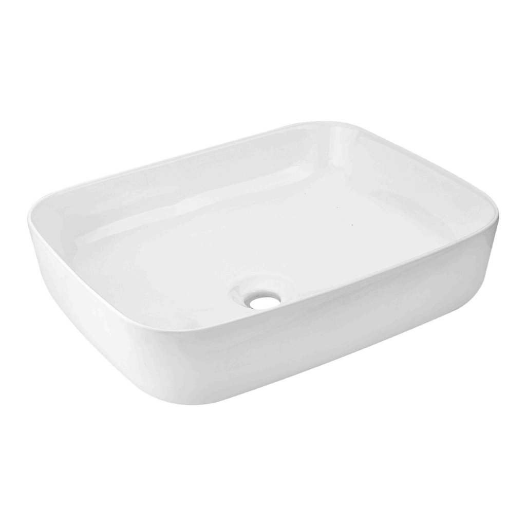 GA-1464 Italian Collection Counter Top Wash Basin – Sleek white ceramic basin with modern design on a bathroom countertop.