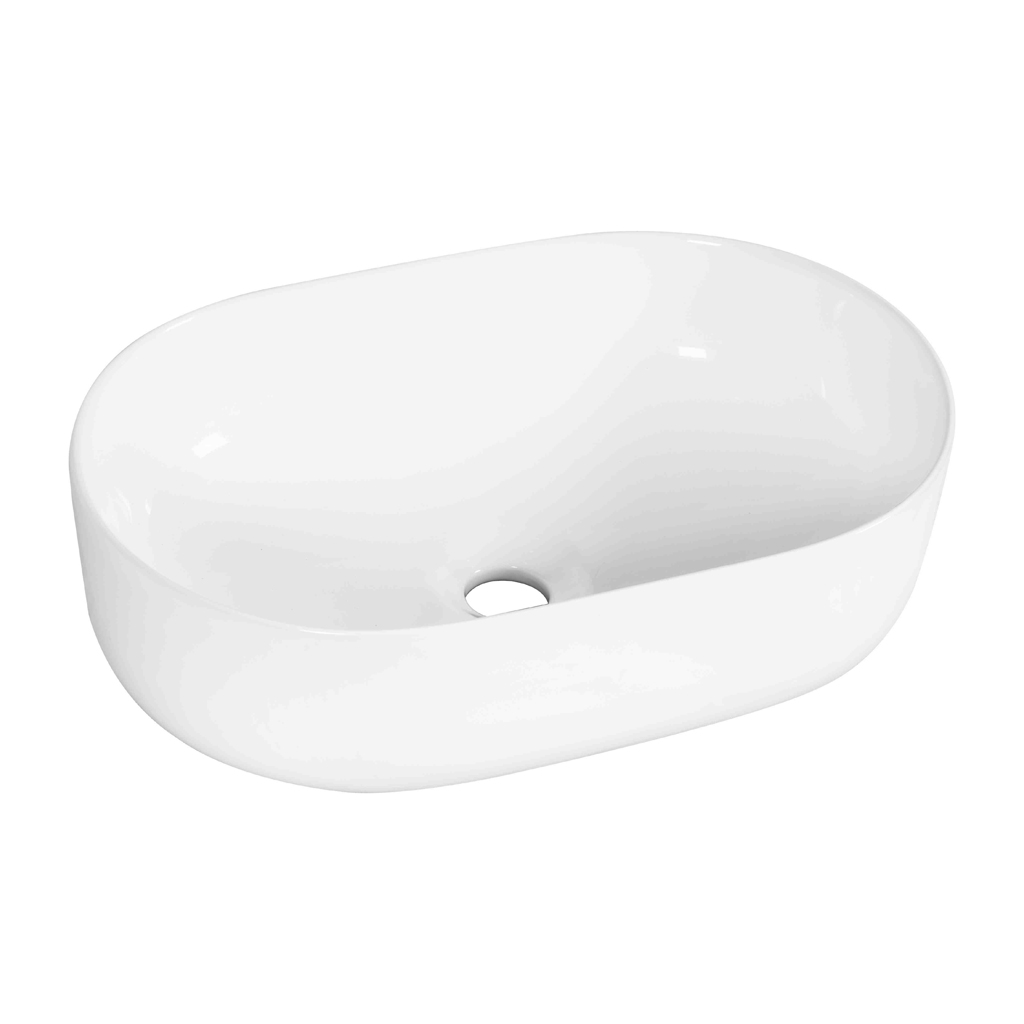 GA-1608 Counter Top Wash Basin in white, modern Italian design on a bathroom countertop.