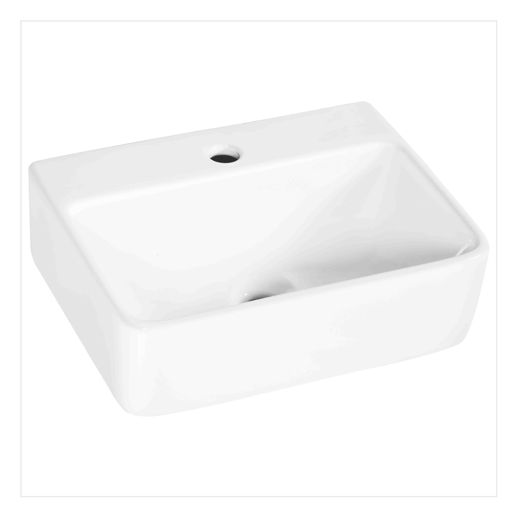 Grafdoer Italian Collection GA-1612 Counter Top Wash Basin in white, placed on a modern bathroom countertop