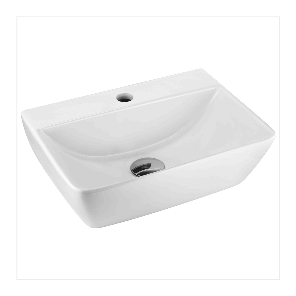 Italian Collection GA-1615 Counter Top Wash Basin in white ceramic with sleek modern design on a bathroom countertop