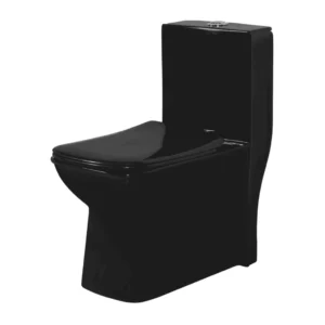 Grafdoer GS-1141 Black One Piece Water Closet in a modern Indian bathroom setup, showing sleek black ceramic finish.