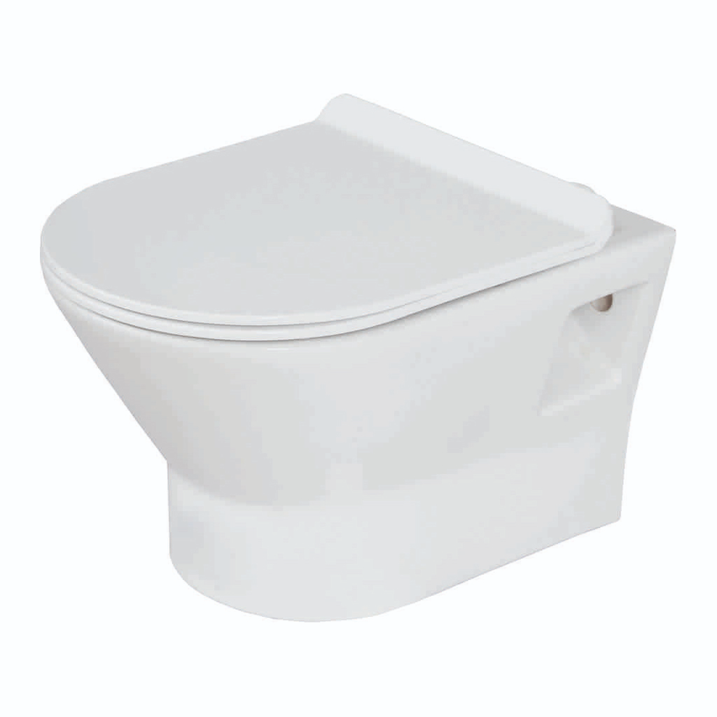 Grafdoer GS-1215 UF Wall Hung Closet – sleek white wall hung toilet with UF seat
