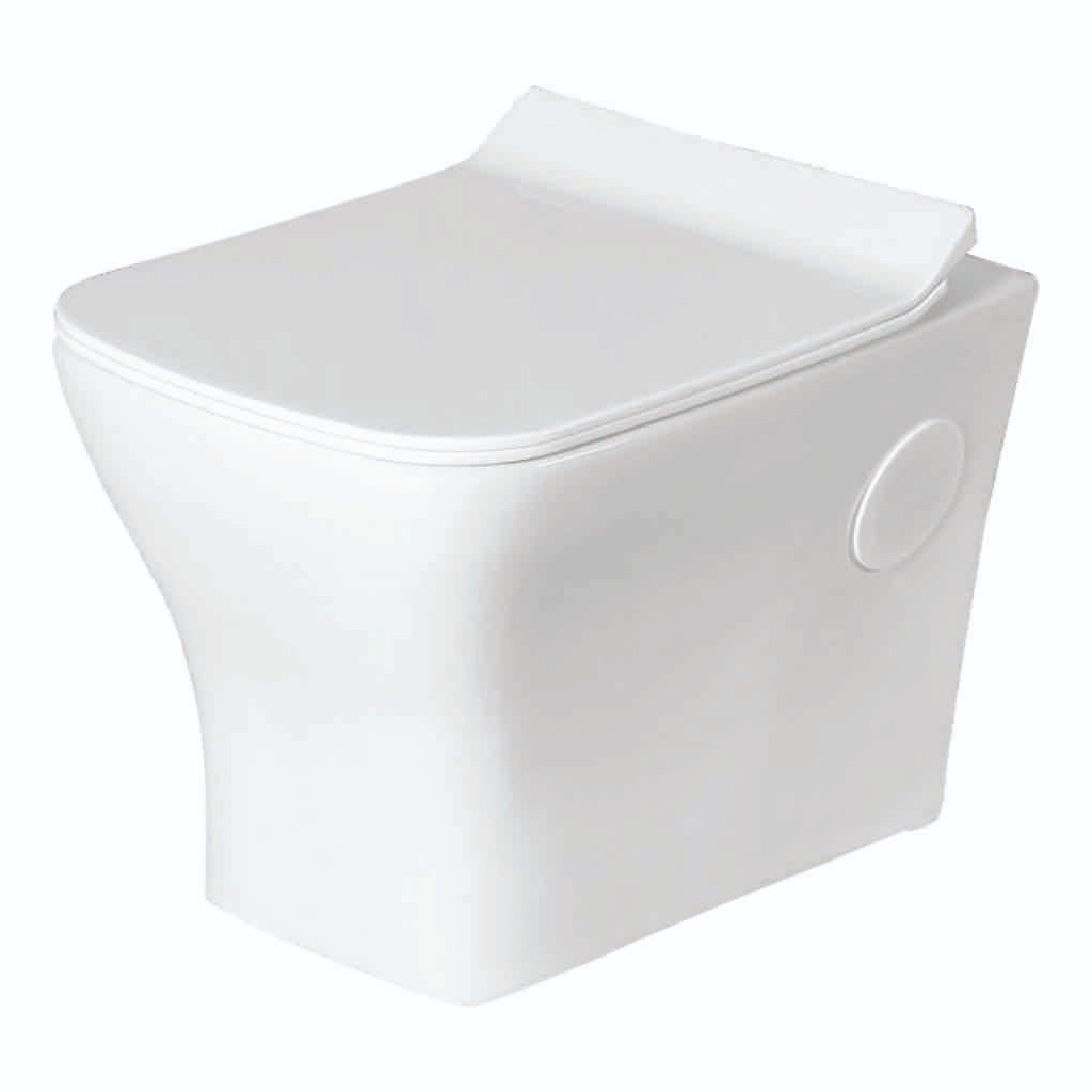 Grafdoer GS-1226 Jet Wall Hung Closet with comfortable seat cover in a modern bathroom setup.