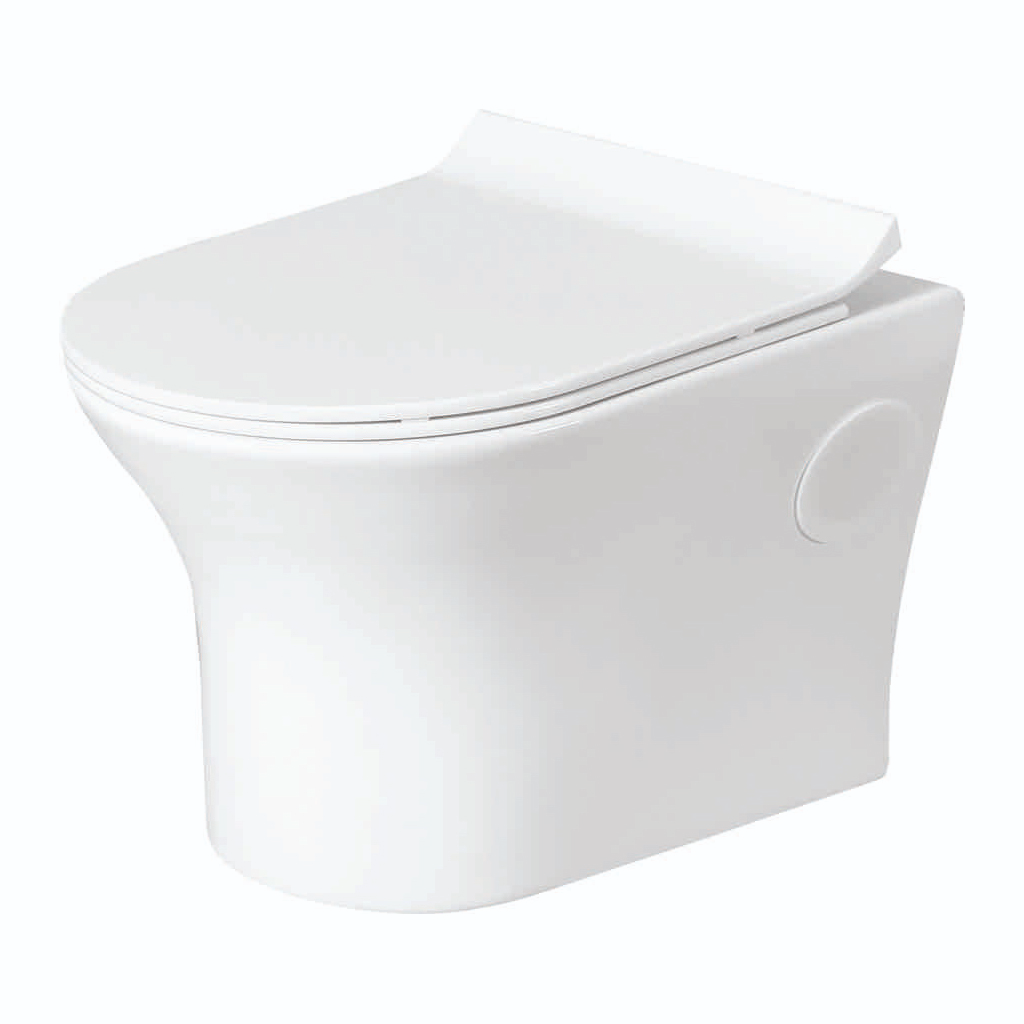 Grafdoer GS-1227 Seat Covers installed on a modern jet wall hung toilet in a sleek, contemporary bathroom setting.