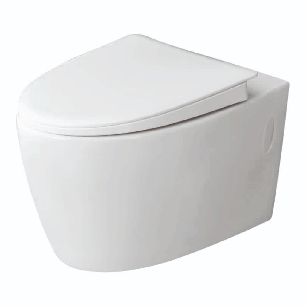 Grafdoer GS-1228 Wall Mounted Commode in modern bathroom setting showing sleek design and space-saving layout.