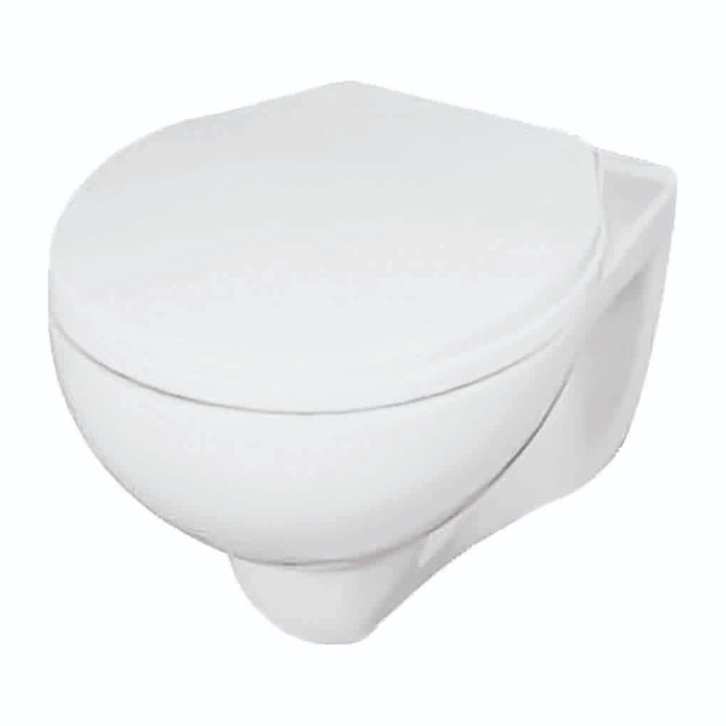 Trendy GS-5223 Rimless Wall Hung Closet Toilet Seat Cover by Grafdoer installed in a modern bathroom.