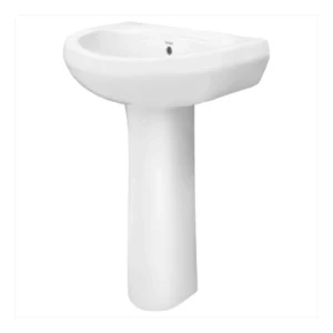 FLORA GS-5407 wash basin with pedestal in modern bathroom design – elegant white pedestal basin