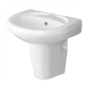 Grafdoer half pedestal wash basin in compact design