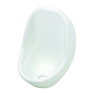 Sleek white Grafdoer urinal with water-efficient flush system in a contemporary bathroom.