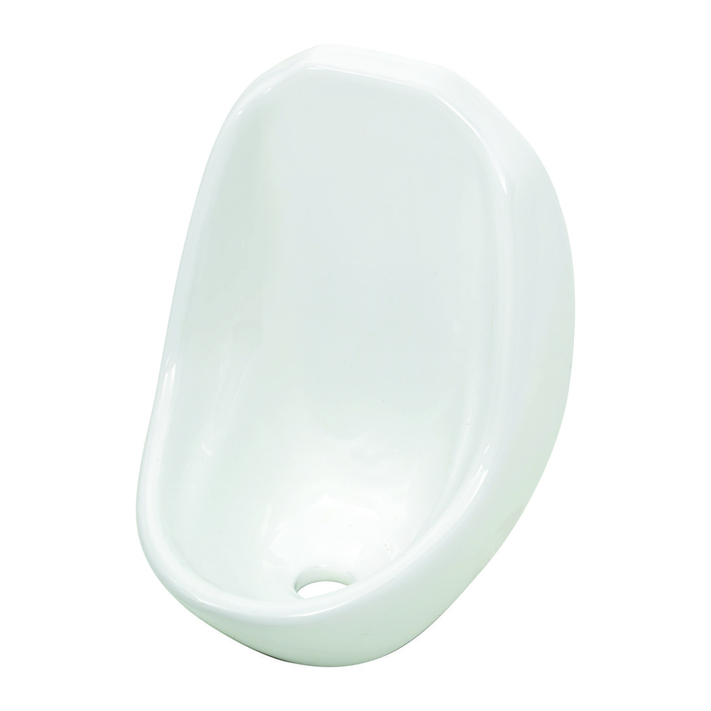 Sleek white Grafdoer urinal with water-efficient flush system in a contemporary bathroom.