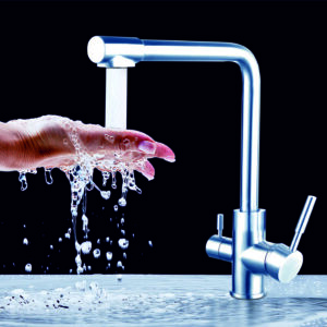 Grafdoer kitchen mixer faucet KF 7159 SS-304 installed in modern kitchen sink