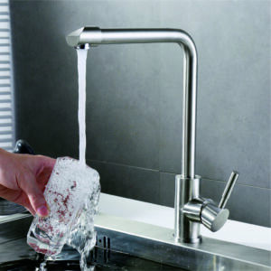Grafdoer modern kitchen faucet KF 7160 SS-304 installed on kitchen sink