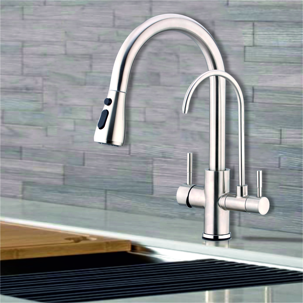 Grafdoer kitchen faucet KF 7166 installed on modern kitchen sink