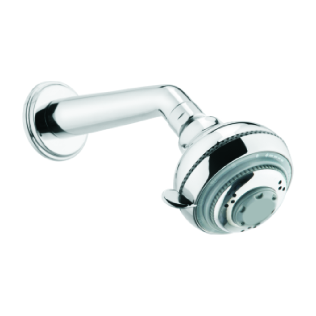 Multi flow overhead shower with brass arm and wall flange