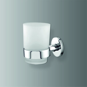 Wall mounted glass tumbler holder for bathroom