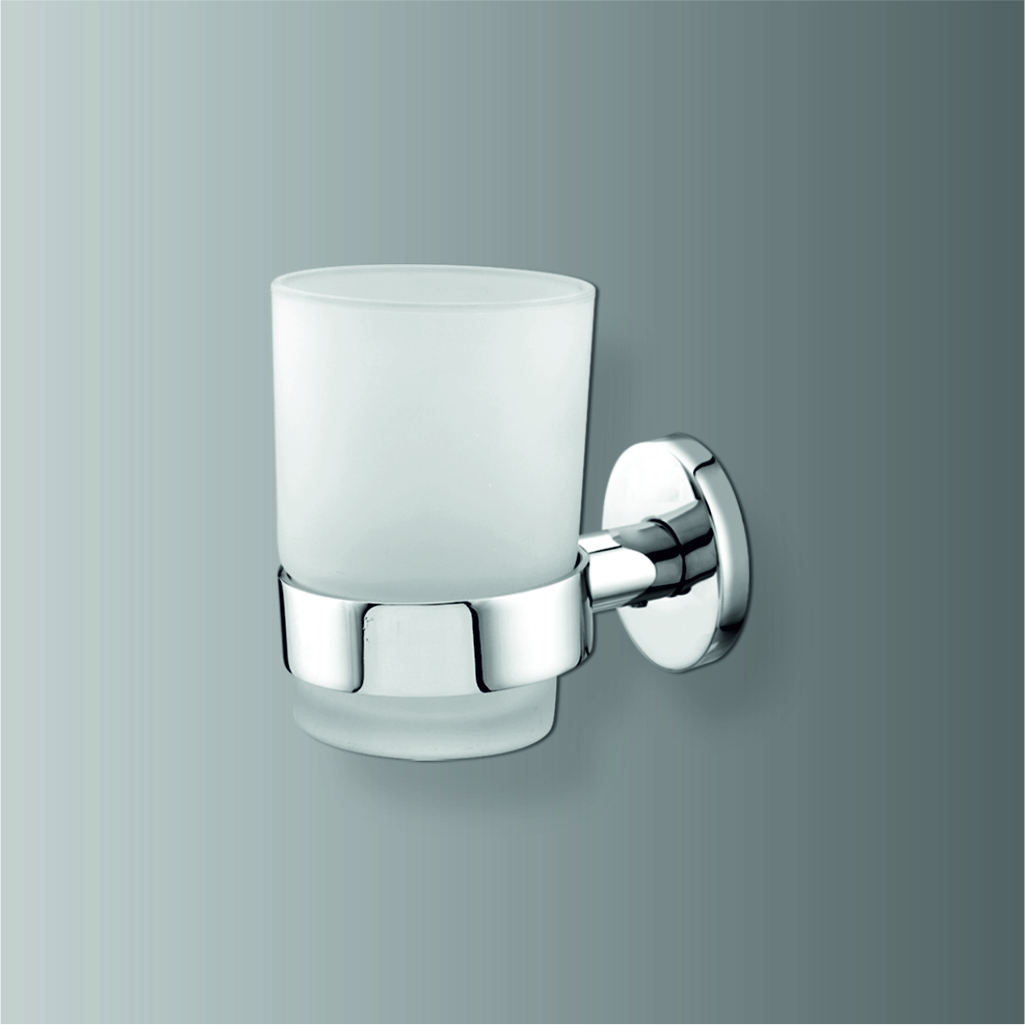 Wall mounted glass tumbler holder for bathroom