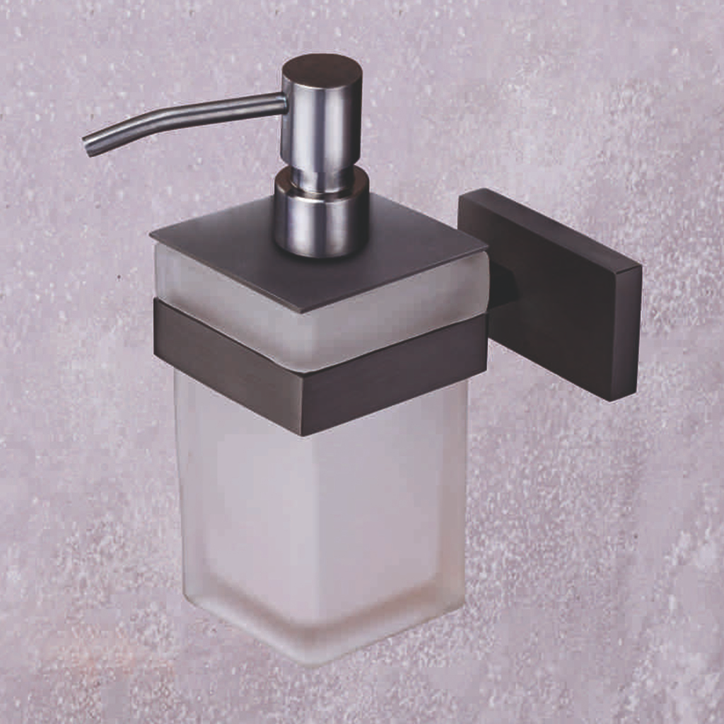Quadra Black Liquid Soap Dispenser with sleek modern finish for bathrooms and kitchens.