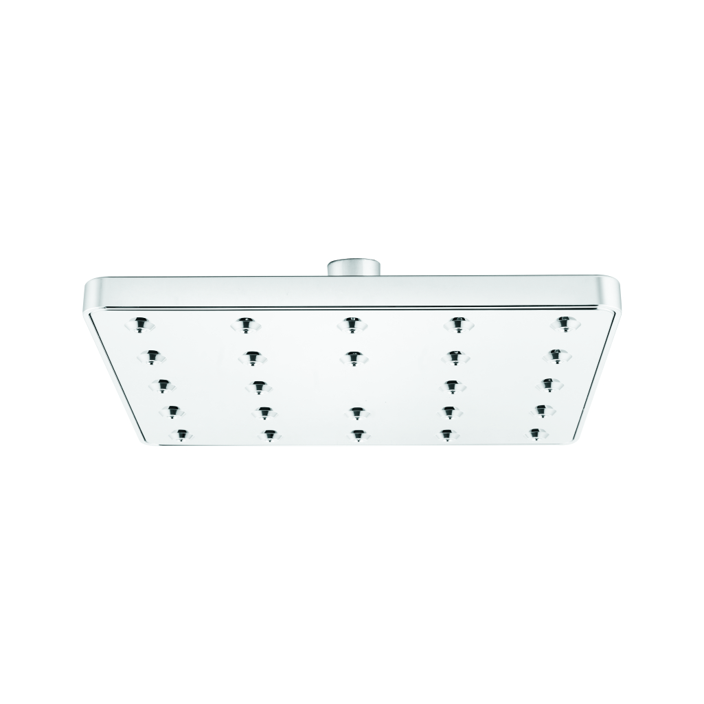 Grafdoer 8x8 square self-cleaning rain shower with dual rain + mist flow in modern bathroom