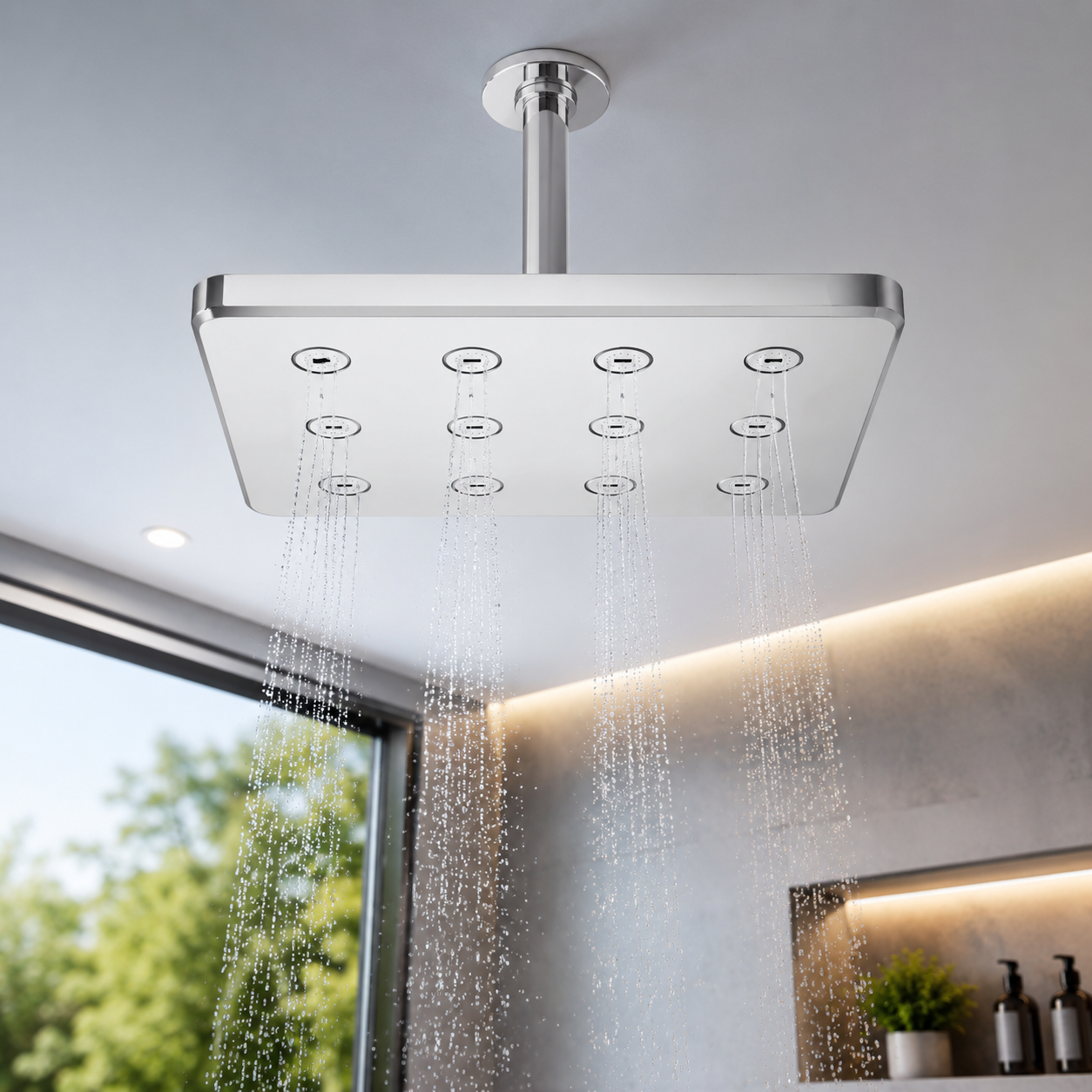 Single Flow 10”x7 (250mm x 190mm) Easy Clean Overhead Rain Shower ABS
