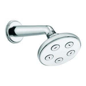 Single flow overhead shower with brass wall flange