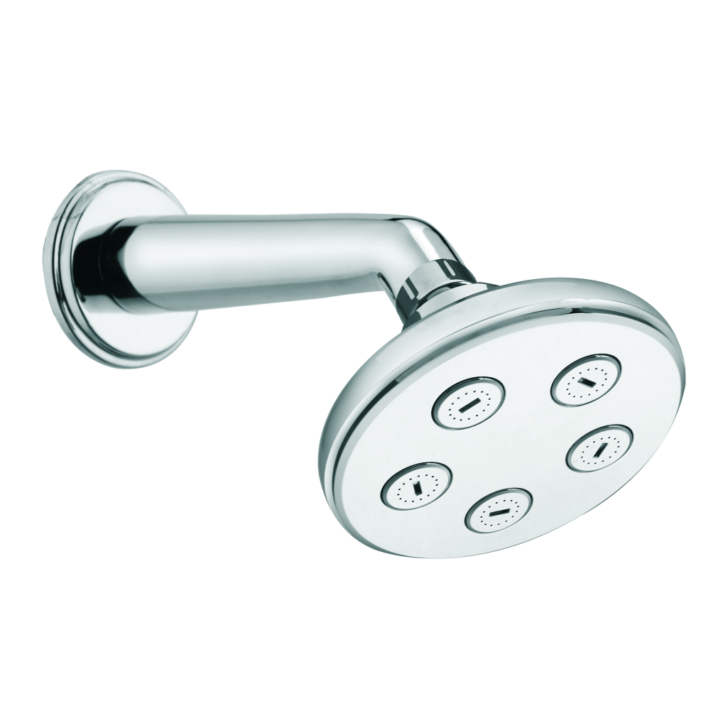 Single flow overhead shower with brass wall flange