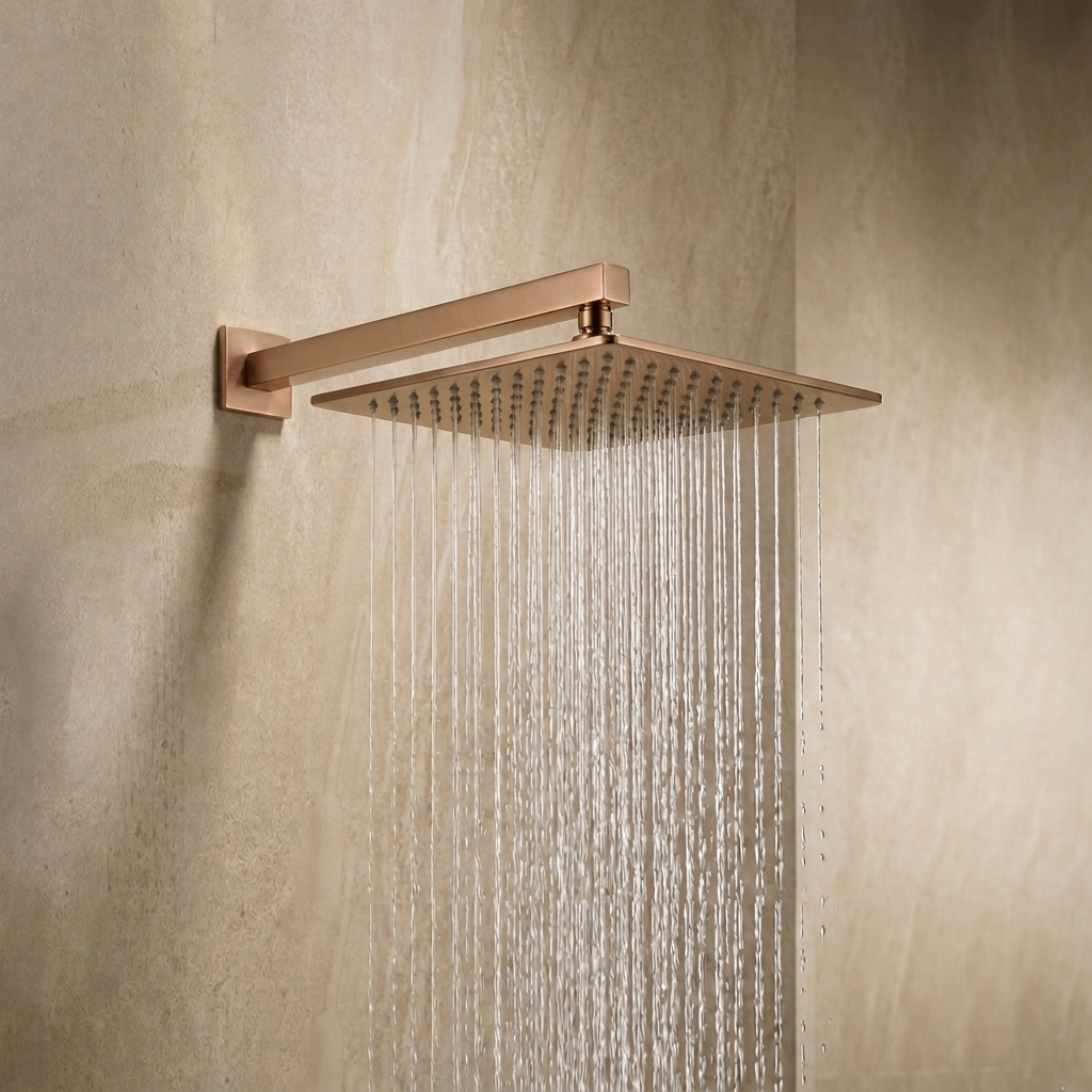 Rain Shower 8”x8” (200mm) with Rubbit Cleaning System Brass