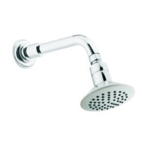Grafdoer single flow overhead shower with brass arm and wall flange