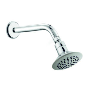 Single flow overhead rain shower with 9-inch brass pipe arm and wall flange