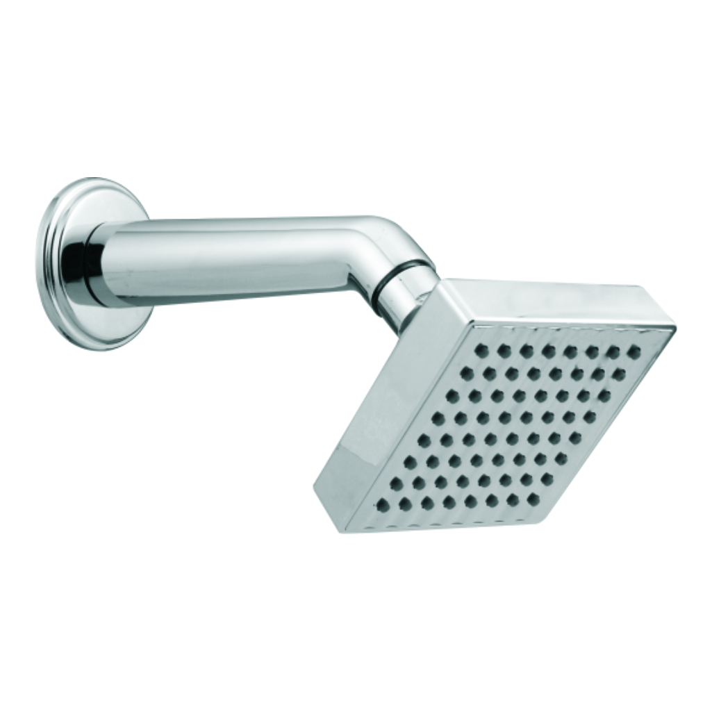 Single flow overhead shower with brass arm and wall flange