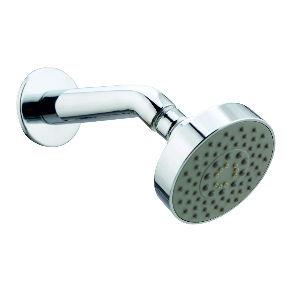 Single flow 3-inch overhead shower with brass pipe arm